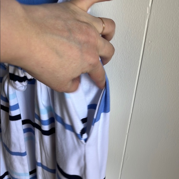 Chaps Women’s Cotton Blue & White Striped Coastal Beach Preppy Maxi Dress Sz S - Picture 4 of 7